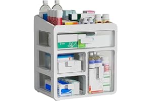 aichilra Almacenamiento de medicamentos, cajón de 4 niveles, contenedor de almacenamiento médico, caja grande para medicamentos para el hogar, oficina, Dorm