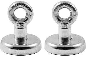 Magnetastico® | 2 Piezas imanes con hembrilla de neodimio N35 32 mm Ø | Fuerza de atracción 34.0 kilogramos | 2 neodimio imanes con argolla Ultra potentes, galvanizados y Muy Robusto
