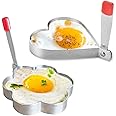 2 Pcs Stainless Steel Egg Rings with Anti Heat Handle Stainless Steel Pancake Mold Non Stick Fried Egg Moulds Fried Egg Cooking Rings Kitchen Gadget Tool