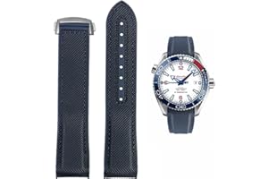 FOUUA Pasek do zegarka Omega 20 mm, 22 mm, silikonowy pasek i składane płótno, pasuje do technologii Omega [SpeedMaster], [miejski]