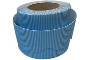 3 Ace Crafts Size 57mm x 15m (Sky Blue) Corrugated Display Borders Roll for School Classroom Decorations, Bulletin Boards and Crown Making Crafts, Scalloped Edge Border Rolls Fade Resistant