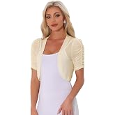 Allegra K Cardigan Corto In Velluto Con Maniche Pieghettate 3/4 E Coprispalla Da Donna – Elegante E Morbido