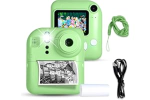 AMBIZION Camara de Fotos Instantaneas, Camara de Fotos Infantil, 2.4" HD 1080P, Camara Instanea, Camara Digital, Camara de Video, Camara Doble, Selfie, Regalo Niños, Papel Impresion (Verde)