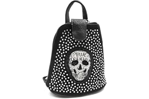 Faylinn Bolso Mochila Mujer Calaveras Craneo - Mochilas Mujer Tachuelas – Mochilas Estilo Punk Rock - Bolsos Góticos- Mochila Estilo Motero