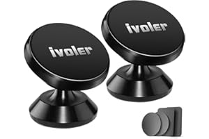 ivoler Uchwyt samochodowy na telefon, zestaw 2 sztuk, uniwersalny uchwyt samochodowy na telefon o 360°, przenośny magnetyczny magnes samoprzylepny do smartfona, kompatybilny z telefonami lub