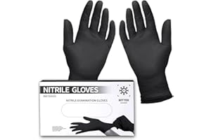 RITTER-DIE SCHÄRFEREI Ritter Premium Nitrile Gloves Black Pack of 100 - Disposable Gloves Latex Free - Nitrile Powder-Free - Black Nitrile Gloves - Size L