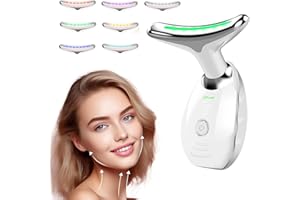 QUELLSOTTY Masseur Visage Électrique, Appareil Anti-Rides à 7 Couleurs avec 3 Modes de Massage, Masseur Visage et Cou Vibrant pour Raffermissement et Douceur de la Peau (Blanc)