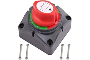 LotFancy Interruptor Aislador de Batería 4 en 1 Interruptor de Desconexión para Vehículos Náuticos RV ATV UTV, 6V 12V 24V 48V 60V Resistente e Impermeable 275/1250 Amperios (1-2-Both-OFF 4 en 1)