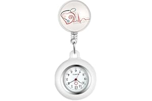 Avaner Orologio da Infermiera Retrattile, Orologio da Taschino con Clip, Orologio da Infermiera in Silicone, Orologio da Tasca per Donna e Uomo