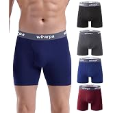 wirarpa Men's Boxer Shorts Cotton Comfortable Underwear for Men Without Tags Open Fly Pack of 4