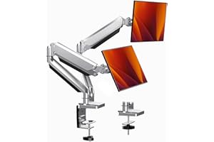 ErGear Soporte Monitor Doble para 13"-32" Monitor con Resorte de Gas Tecnología de Movimiento Completo Brazo Monitor Inclinación ± 45 ° Giratoria 180 ° Rotación 360 ° VESA 100/75mm