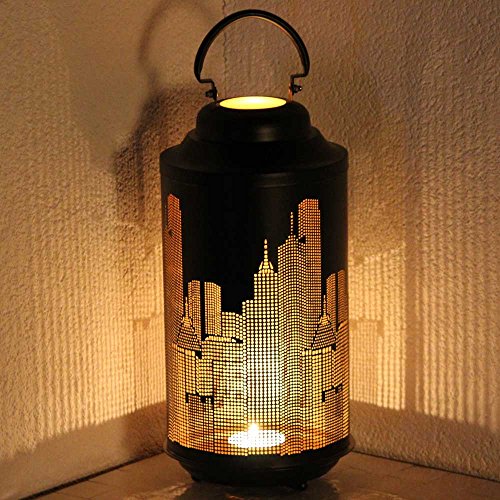 Gartenwindlicht Motiv: New York, 42cm grosses Windlicht Metal Laterne (3er-Set) - 3