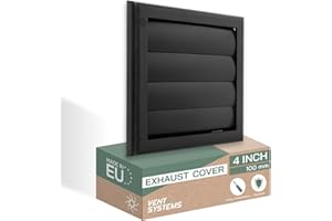 Vent Systems Ø 4" / 100 mm - Black Plastic Exhaust Vent Cover with Gravity Flaps - Wall Air Outlet Grille for Bathroom, Kitchen or Dryer Ventilation - Extractor Fan Hood for Indoor & Outdoor Use