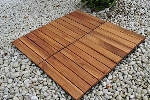 SAM® Terrassenfliese 01 aus Akazien-Holz, Einzelfliese, FSC® 100% zertifiziert, Garten-Fliese, Bodenbelag mit Drainage Unterkonstruktion, Klick-Fliesen für Garten, Terrasse, Balkon - 7