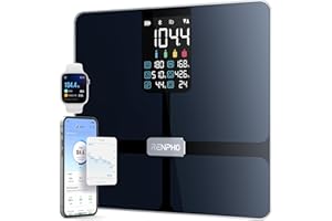 RENPHO Bilancia Pesapersone Digitale con schermo grande, Bilancia Impedenziometrica ultra preciso, Rivestimento ITO, Bilancia Pesapersone Professionale con applicazione, nera, Elis 2X