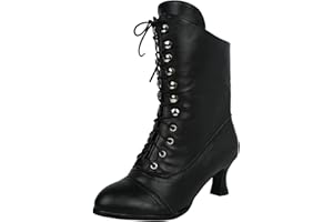 ARtray Lace Up Ankle Boots For Women, Ladies High Heels Victorian Boots, Fashion Retro Side Zipper High Shoes, Platform Womens Boots, Round Toe Stiletto Heel Short Boots For Women, Outdoor