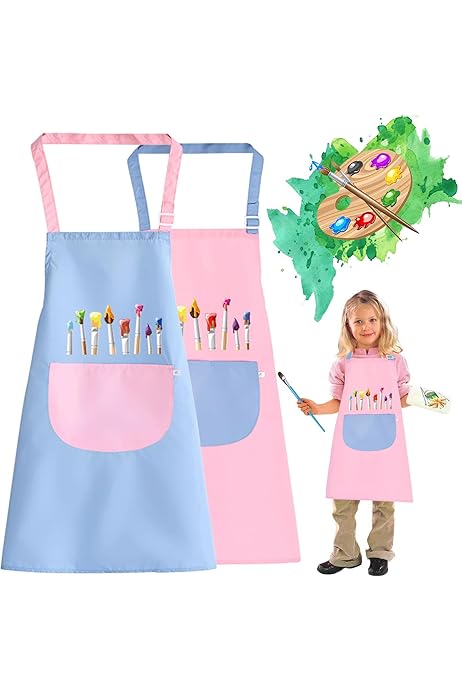 Tablier Sans Manches Poches Lot De 2 Tabliers De Peinture Imperméables Pour Enfants 2-7 Ans - Design Licorne - 3 Poches Pratiques - NIDOUL Imperméable 3 Poches