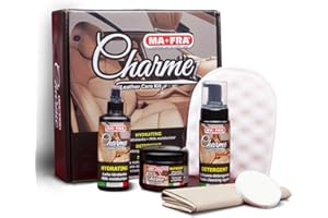 Ma-Fra, Charme, Kit per la Pulizia di Sedili e Cruscotti dell'Auto, Deterge, Nutre e Rende Elastica la Pelle, Adatto Anche per Uso Domestico e Tessuti in Ecopelle