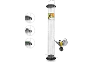 WILDTIER HERZ corazón Animal Salvaje I Comedero para pájaros de Metal Inoxidable, comedero para pájaros, comedero para pájaros, silo (52cm, Negro)