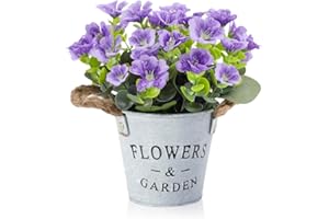 HOTLIKE Plantas Artificiales Decorativas, Planta Artificial Interior Exterior Flores Artificiales Decoración, Plantas Falsas con Macetas para Casa Oficina Cafetería Jardín Balcón (Violeta)