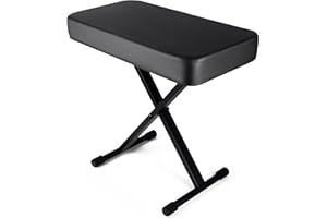 Aiyibety Piano Bench, Piano Stool Double Duet Seat Portable X-Style Keyboard Stool for Kids Adults, Adjustable Piano Bench Foldable Piano Seat with Thickness High-Density Sponge Padded(Black Pro)