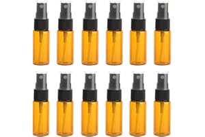 UPSTORE 12 barattoli vuoti in vetro con beccuccio nero e tappo trasparente per trucco, profumo, cosmetici, imballaggi per campioni, nebulizzatori, nebulizzatori, 15 ml