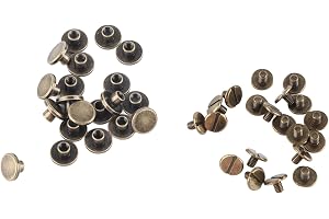 Platta Mässingsskruvar, 5 mm, 20 st, med Lädermuttrar och Dubbar