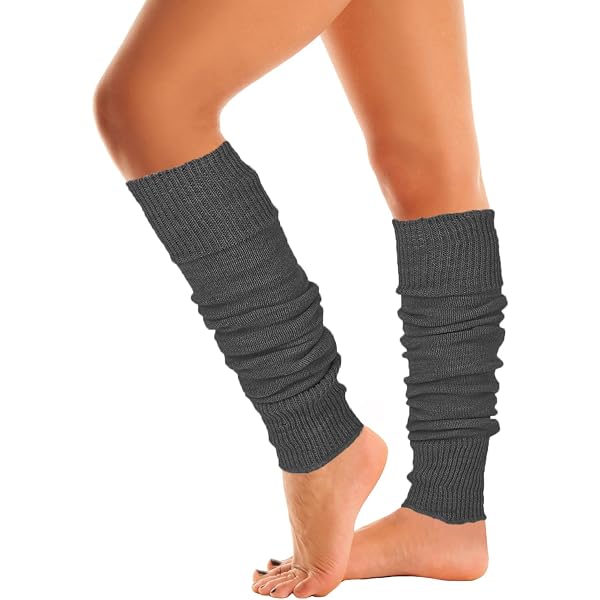 Guêtres Jambières Tricot Hiver Femme - Chaussettes Longues Chaudes Avec Talon Ouvert Blanc