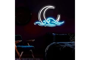 HFHungkeong Décoration murale LED à intensité variable - Motif vague de lune néon - Convient pour salle de jeux, fête de Noël, décoration de fond animé, cadeau (vague de lune)