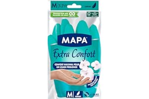SPONTEX MAPA - Extra Confort - Gants de Ménage en Latex Doublure Textile 100% Coton - Confortables et Résistants pour un usage prolongé - 1 paire - Taille M