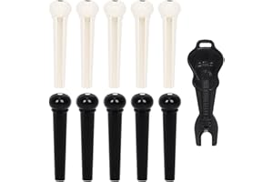 COACOM Lot de 10 chevilles de chevalet pour guitare, 1 extracteur de goupilles de chevalet, goupilles de cordes de guitare, broches de guitare acoustique, écrous d'extrémité de cordes de guitare (noir