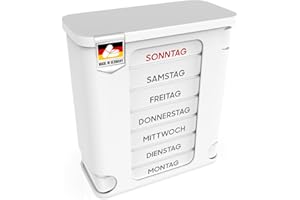 ‎KERPERS Kerpers® Tablettenbox 7 Tage | MADE IN GERMANY | Pillendose mit 4 Fächer - morgens mittags abends nachts | Medikamentenbox für Tabletten und Supplements