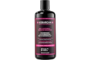 Kerargan - Shampoing Sans Sulfate à la Kératine pour Cheveux Abîmés et Stressés - fortifie, lisse et protège - Sans OGM, Silicone, Huile Minérale - 500ml