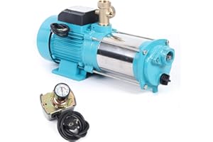 YYANLAK Profi Kreiselpumpe, 1300W Hauswasserwerk Gartenpumpe, 9.8Bar 4000L/H Selbstansaugend, mit Druckschalter, fürBewässerung von Bauernhöfen, Teichen