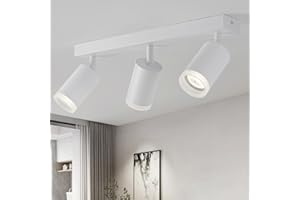 FORCOSO Ceiling Lights Spotlight - 3 Way Spot Lights 350°Adjustable, GU10 White Light Shade Metal Light Fittings Anti-Glare, Industrial Wall Ceiling Lamp for Kitchen Living Room Hallway Bedroom