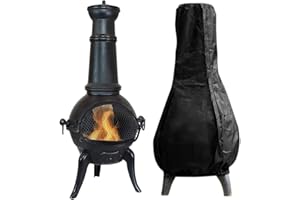 QINGLANG Chiminea Covers Waterproof Large Chimenea Cover Heavy Duty Windproof, Anti-Uv Rip Proof 210d Pvc Woven Polyester Outdoor Garden Patio Heater Rain Protector 122cm High