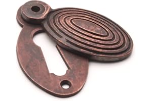 INFINITY DECOR Oval Shaped Beehive/Reeded Door Lock Keyhole Escutcheons in Various Finishes (Aged Bronze)