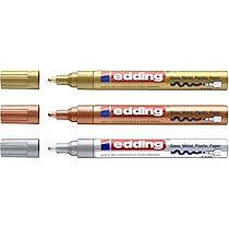 Pennarelli Edding 751 A Punta M - Confezione Da 4, Colore Oro, Resistente Al Calore Fino A 400°C - Foto 5