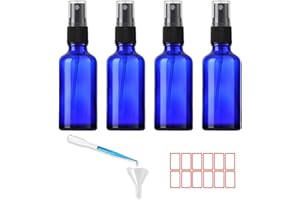 ToKinCen 4x50ml Sprühflasche Klein Glas, Glasflasche Blau Leere Zerstäuber Feinnebel Apotheker Flasche