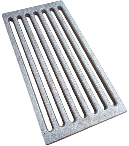 Fonderia Bongiovanni Parrilla para chimenea | Parrilla para barbacoa | de acero | Parrilla inoxidable para barbacoa con recuperación de aceites (80 x 50 cm