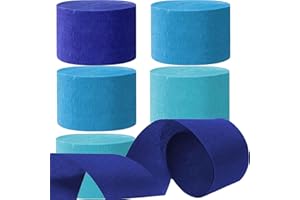 WE MOMENT ZONE Kreppbänder Blau 4.5 cm x 25 m 6 Rollen Krepppapier Party Crepe Streamer Luftschlangen Dekorationen Blau
