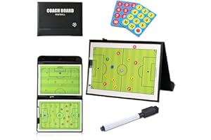 Swetup Tableau Tactique Football, Tableau Tactique Football Magnétique Waterproof, Tableau Entraineur Football Stratégie, Tableau Tactique Pliable et Magnétique, avec Aimant, Marqueur Tableau, Lanière