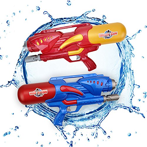 Double Nozzles Water Gun Pistol - Beby (2017 New Design) 1200ml Squirt Gun for Kids Summer Outdoor Water Shooting Game 3+Years Toys (Red-Yellow/Blue-Red Random)