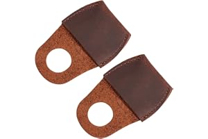 CALFOVERA 2 st tumskydd i äkta läder för träsnideri kohud fingerskydd svart brun fullnarvigt läder tumlock handgjord snickare