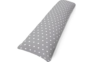 ‎AMILIAN Amilian Seitenschläferkissen inkl. Füllung und Bezug: 150cm x 40cm, Stillkissen, Schwangerschaftskissen, Lagerungskissen Baby und Erwachsene, Pregnancy Pillow: Sternchen Grau