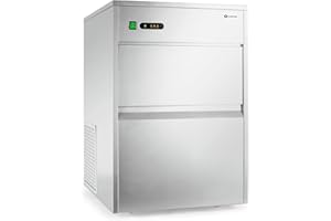 Klarstein Powericer Profi-Eiswürfelmaschine - Eiswürfelbereiter, Ice Maker, LED, geschmacksneutrale Auskleidung, sehr leise, Edelstahl, 10 kg Lagerfach, 260 W, 50 kg / 24 h, silber