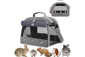 MISYUE Guinea Pig Travel Carrier Bag,Portable Small Animal Pet Carrier Pouch for Hamster Chinchilla Rabbit Bunny Gerbil Hedgehog Sugar Glider Hedgehog Outgoing Travel Carrying Bag with Pad（Grey