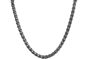 U7 Collar Cadena Hombre Trigo Cadena Acero Inoxidable 316L Collares Finas Platas Mujer Hombres Cadena Cubana Regalo de Dia de la Madre Plateado/Negro/Dorado