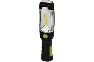 EMOS COB P4518 LED Work Light / Workshop Lamp with Magnet and Hook, 40 Hours Lighting Time, Luminous Flux 160 Lumens, 20 m Beam Range, Battery Operated, Black, Green, 24.5 x 5.5 x 40.5 cm