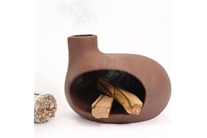 BEYLAB Porta moderno per Palo Santo - Bruciatore di incenso in ceramica bastoncini di legno, salvia e incenso coni - Ciotola per purificare l'energia Regalo artigianale per di meditazione (Clay Red)